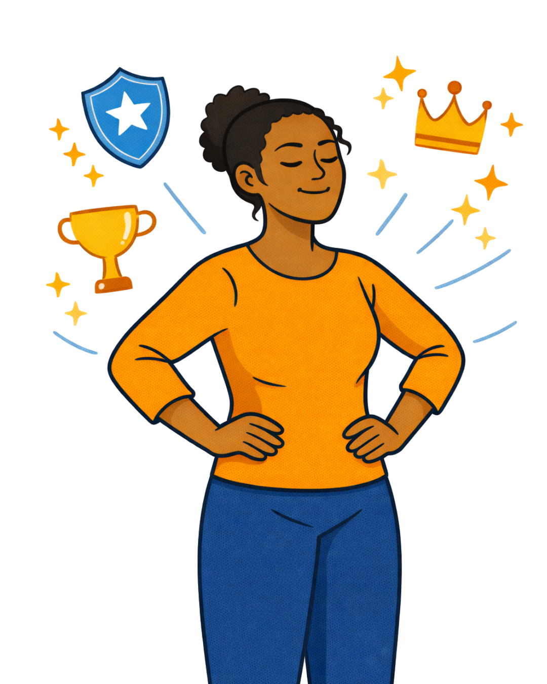 Femme confiante, posture affirmée, symbole de confiance en soi et de légitimité personnelle