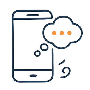 Icône de coaching de vie en ligne avec smartphone et bulle de discussion