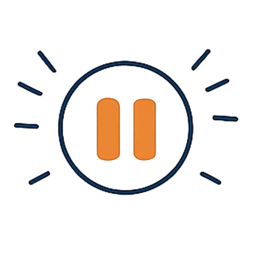 Icône pause symbolisant le besoin de ralentir et de souffler grâce à un coaching de vie en ligne.